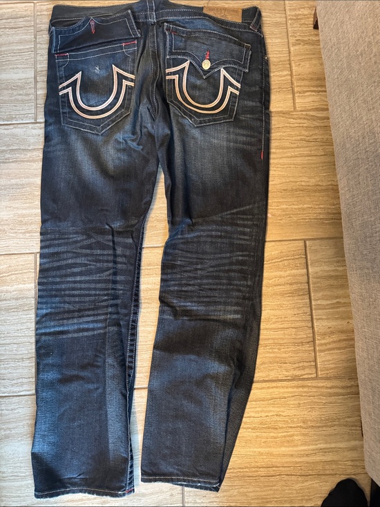 True Religion Other - True Religion Dark Blue Straight Leg Jeans with Signature Pocket Stitching